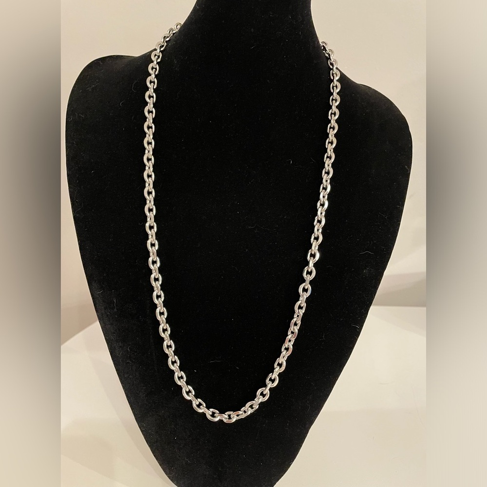 Elegant Long Silver Tone Chain Necklace NWT